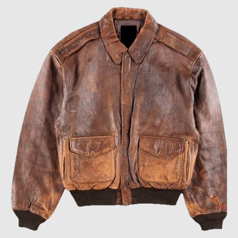 Brown Flying RAF A2 Bomber Leather Jacket For Men