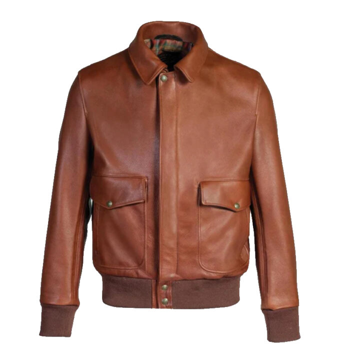 Brown RAF Flying Bomber Leather Jacket For Men