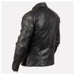 Mens Black Cafe Racer Biker Leather Jacket