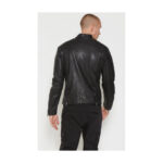 Mens Black Distressed Leather Moto Biker Jacket