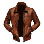 Men's Brown Distressed Biker Leather Jacket