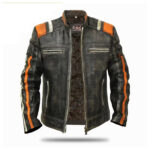 Men's Retro 3 Cafe Racer Distressed Leather Jacket