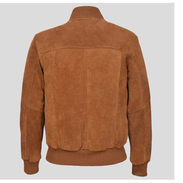 Mens Tan Plain Classic Style Suede Biker Leather Jacket