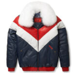 Men's V Bomber Jacket - Multi Color (Red/White/Blue)