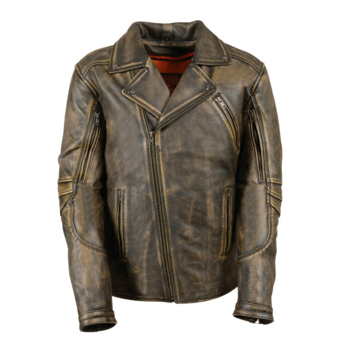 Triple Stitch Extra Long Biker Jacket For Men