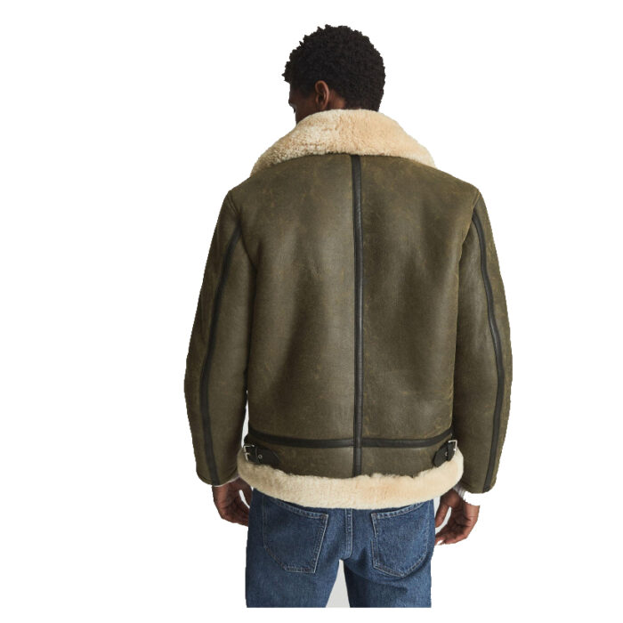 Army Green Shearling Aviator Jacket