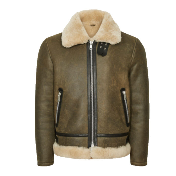 Army Green Shearling Aviator Jacket