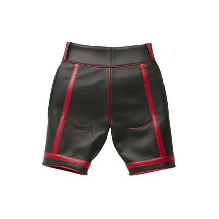 Handmade Sheep Leather Men Shorts With Red Stripes