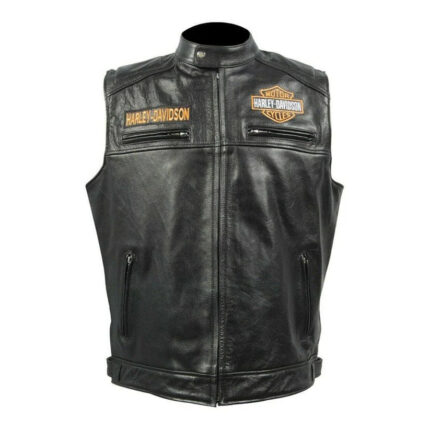 Harley Davidson Men's Black Biker Leather Vest