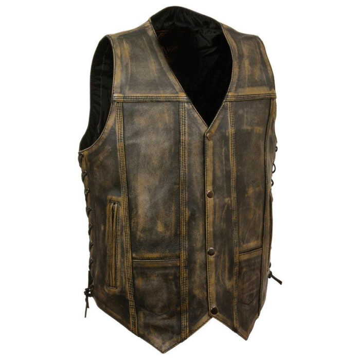 MEN'S BROWN LEATHER DISTRESSED