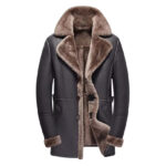 Men Handmade Bomber Shearling Coat Fur