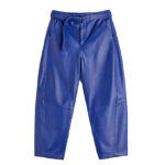 Mens Blue Leather Real Biker Pants