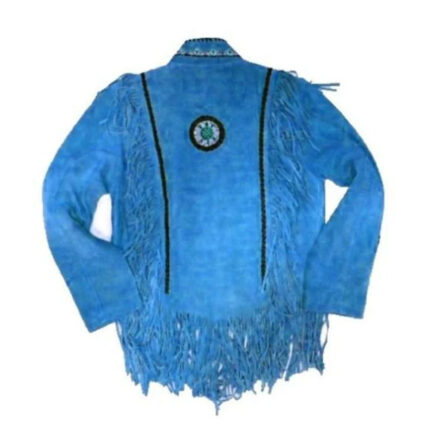 Men's Blue Western Suede Jacket