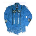 Men's Blue Western Suede Jacket