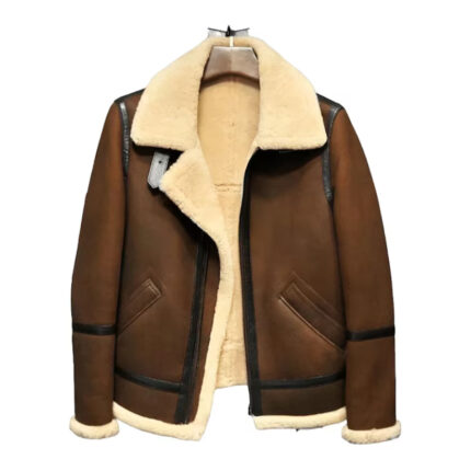 Men's Brown Bomber Shearling Fur Coat