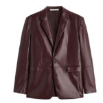 Men's Brown Long Sleeves Leather Blazer