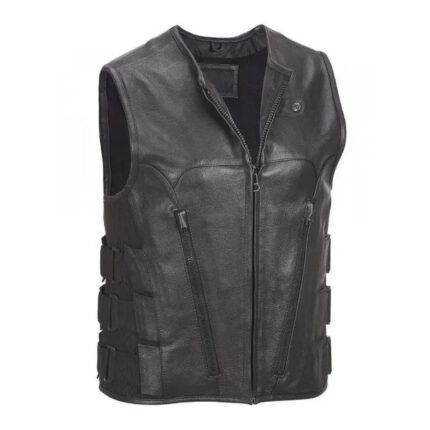 Men's Commando Style Motorcycle Leather Vest