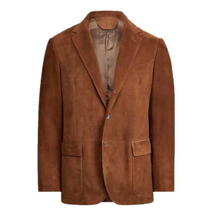 Mens Dark Brown Suede Leather Blazer