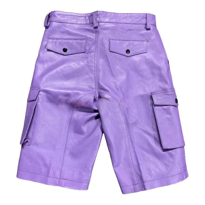 Men's Gay Purple Leather Shorts