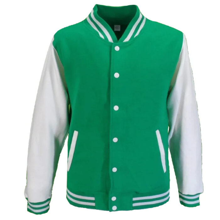 Mens Green White Varsity Letterman Jackets