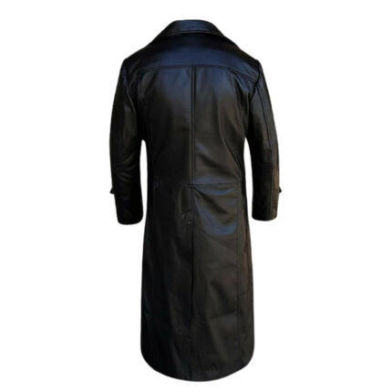 Men's Handmade Black Leather Duster Coat