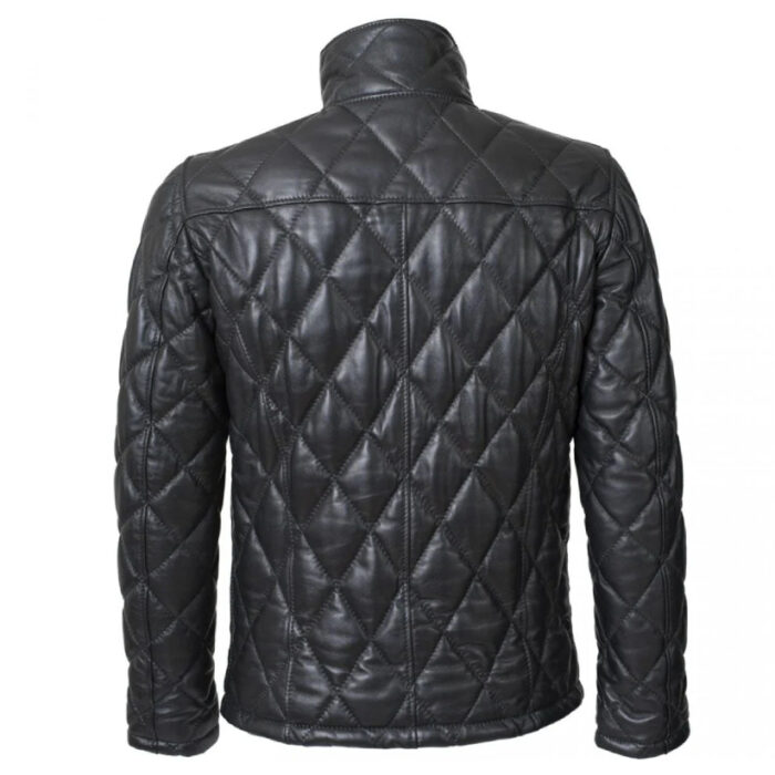 Mens New Leather Winter Puffer Jacket With Turtle Neck