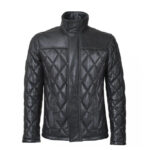 Mens New Leather Winter Puffer Jacket With Turtle Neck