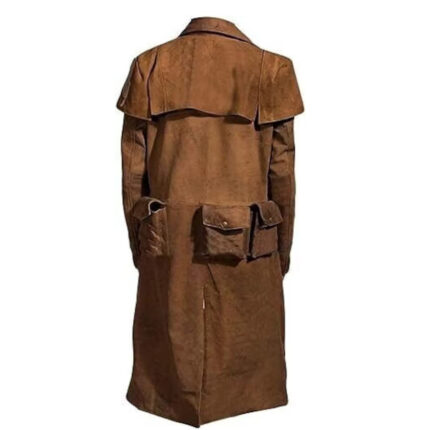 Mens Suede Leather Brown duster Coat