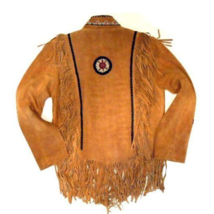 Men's Tan Fringe Suede Western Jacket