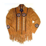 Men's Tan Fringe Suede Western Jacket