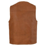 Mens-Western-Vest-Brown-Plain-Side