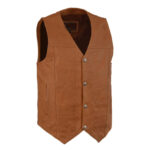 Mens-Western-Vest-Brown-Plain-Side