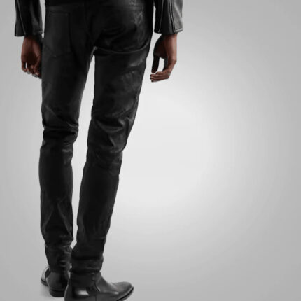 New Style Mens Fashion Black Leather Biker Pant