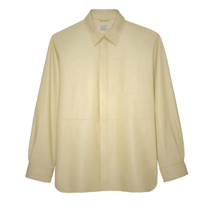 Off White Normal Fit Leather Shirt For Men