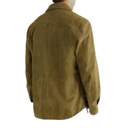 Suede Green Full Sleeves Leather Shirt For Men