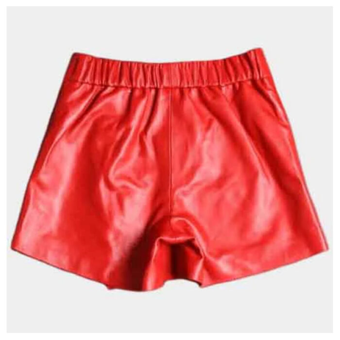 Womens Genuine Leather Short in Red