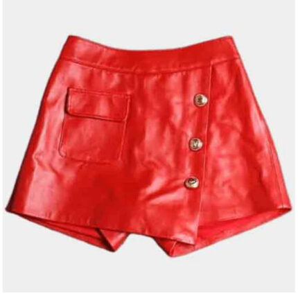 Womens Genuine Leather Short in Red