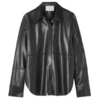 Black Soft Slim Leather Shirt For Women