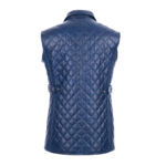 Bright blue leather vest with quilted panels