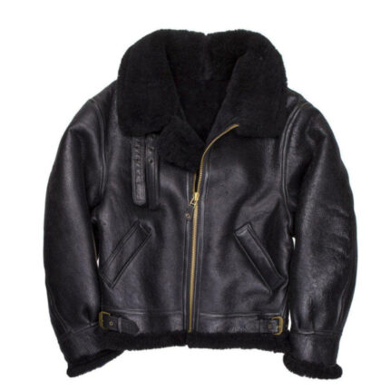 Mens B3 Black Premium Sheepskin Leather Jacket