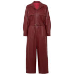 Sleek Cherry Red Leather Womens Jumpsuit