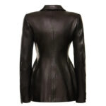 Women Black Genuine Leather Blazer Jacket