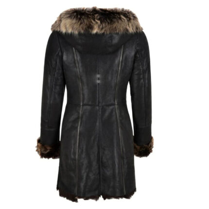 Women Shearling Coat Black Winters