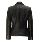 Womens Black Leather Double Breasted Blazer