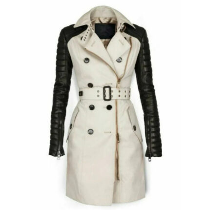 Womens Leather Trench Coat Genuine Lambskin