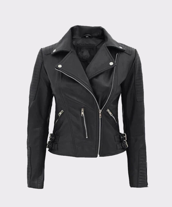 Women Black Leather Biker Jacket