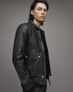 Men's Leather Bomber Harrington Jacket