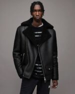 Men's Leather Shearling Biker Jacket