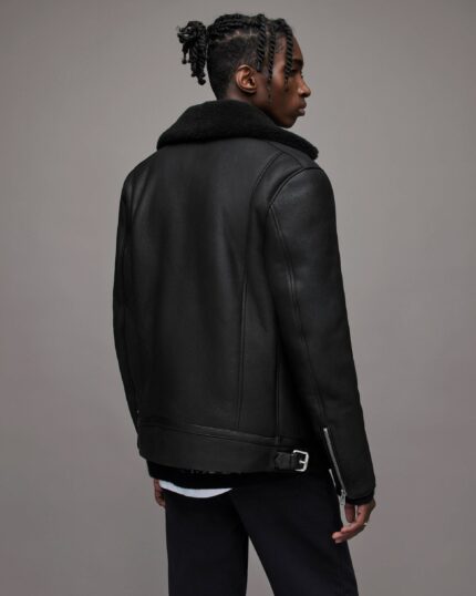 Men's Leather Shearling Biker Jacket