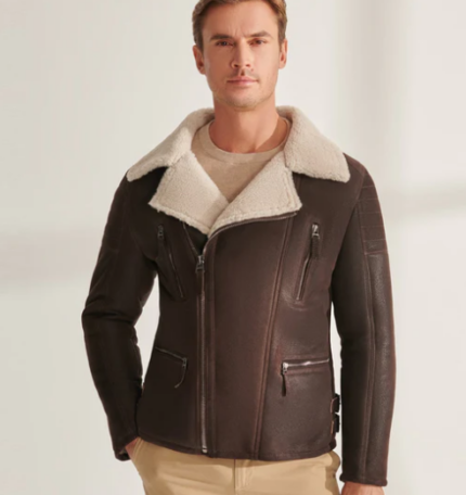 Men's Fur Shearling Biker Leather Jacket